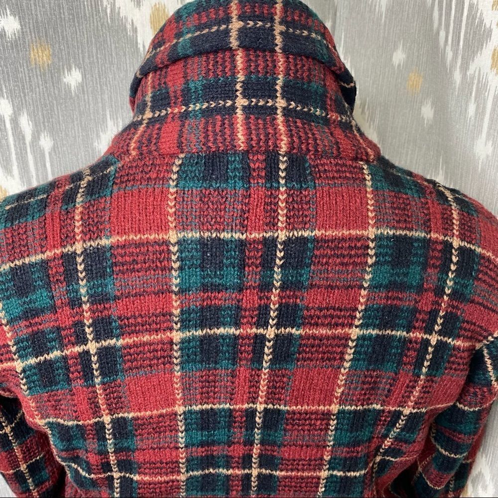 Polo Ralph Lauren Red & Green Multi Tartan Plaid Shawl Collar L/S Sweater - Picture 5 of 16